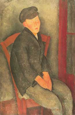 Amedeo Modigliani, Seated Boy with Cap Fine Art Reproduction Oil Painting