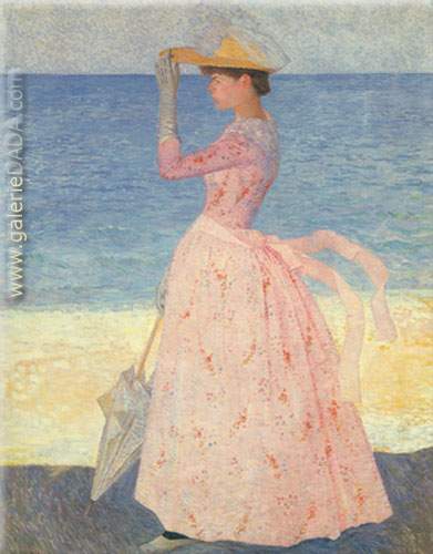 Woman with Parasol - Aristride Aristride, Fine Art Reproduction Oil Painting