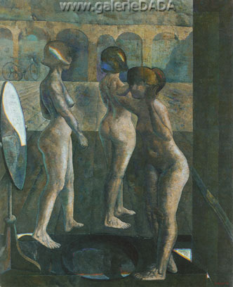 Three Nudes and a Car Viaduct Bicycles