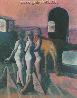 Armando Morales, Three Nudes and a Car Viaduct Bicycles Fine Art Reproduction Oil Painting
