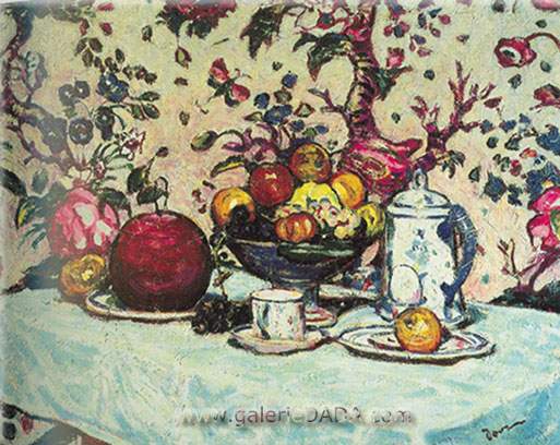 Arthur G. Dove, Still Life Against Flowered Paper Fine Art Reproduction Oil Painting