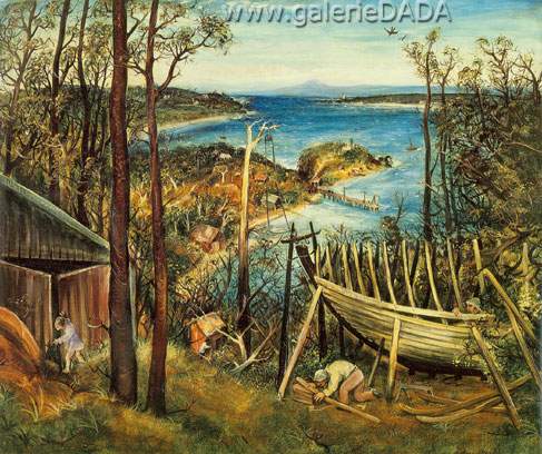 Arthur Merric Boyd, Boat Builders Eden Fine Art Reproduction Oil Painting