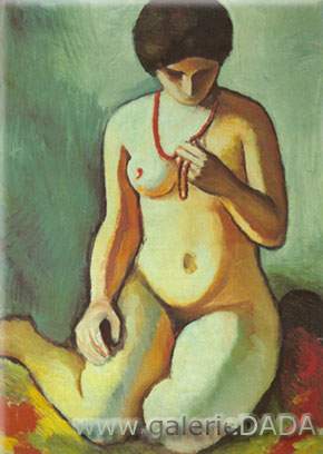 August Macke, Nude with Coral Necklace Fine Art Reproduction Oil Painting