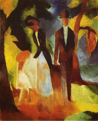 August Macke, People by a Blue Lake Fine Art Reproduction Oil Painting