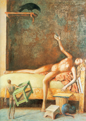 Balthasar Balthus, Large Composition with Raven Fine Art Reproduction Oil Painting