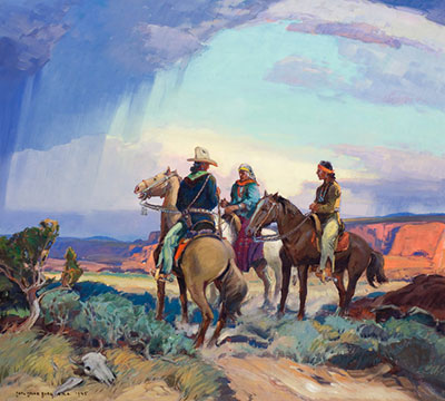Carl Oscar Borg, Navajo Horsemen in the Chinlee Valley Fine Art Reproduction Oil Painting