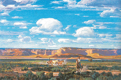 Carl Oscar Borg, Navajo Horsemen in the Chinlee Valley Fine Art Reproduction Oil Painting