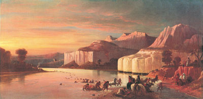 Carl Wimar, Indian Crossing the Upper Missouri Fine Art Reproduction Oil Painting