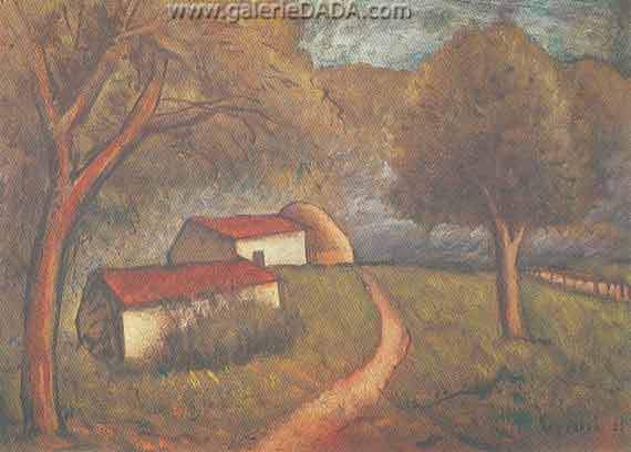 Carlo Carra, A Cottage Fine Art Reproduction Oil Painting