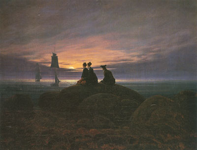 Caspar David Friedrich, Moonrise over the sea Fine Art Reproduction Oil Painting