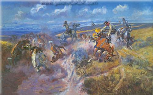 Charles M. Russell, A Tight Dally and Loose Latigo Fine Art Reproduction Oil Painting