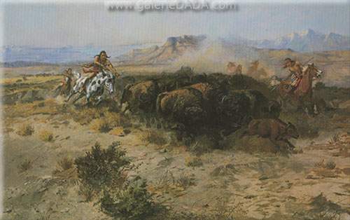 Charles M. Russell, Buffalo Hunt No.26 Fine Art Reproduction Oil Painting