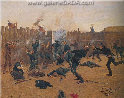 Charles Schreyvogel, Defending the Stockade Fine Art Reproduction Oil Painting