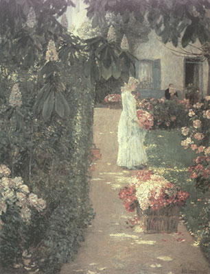 Gathering Flowers in a French Garden