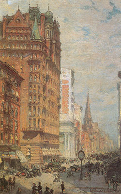 Colin Campbell Cooper, View of Wall Street Fine Art Reproduction Oil Painting
