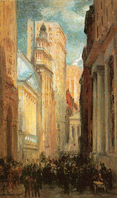 Colin Campbell Cooper, View of Wall Street Fine Art Reproduction Oil Painting
