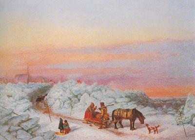 Cornelius Krieghoff, Habitants in Winter Fine Art Reproduction Oil Painting