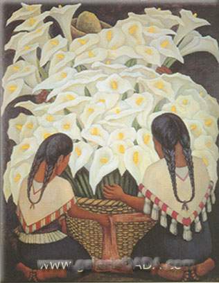 Diego Rivera, Nude with Calla Lilies Fine Art Reproduction Oil Painting