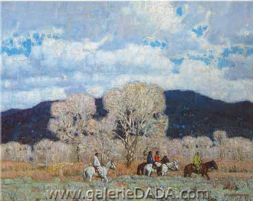 E. Martin Hennings, Passing Indians Fine Art Reproduction Oil Painting