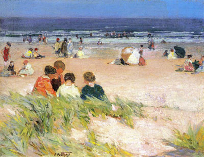 Edward Henry Potthast, By the Shore Fine Art Reproduction Oil Painting