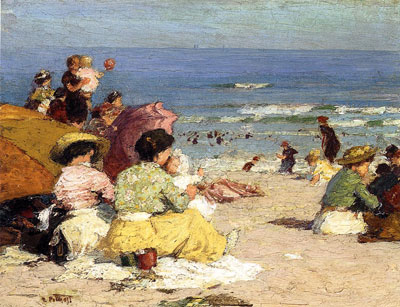 Edward Henry Potthast, Beach Scene Fine Art Reproduction Oil Painting