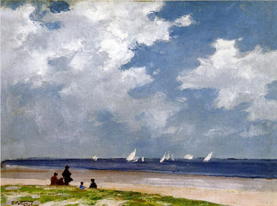 Edward Henry Potthast, Sailboats off Far Rockaway Fine Art Reproduction Oil Painting