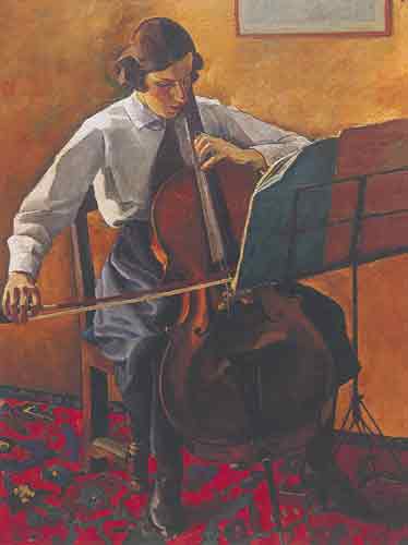 The Cellist - Edwin H. Edwin H., Fine Art Reproduction Oil Painting