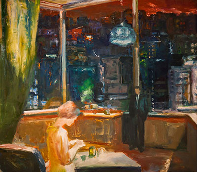 Elmer Bischoff, Interior with Cityscape Fine Art Reproduction Oil Painting