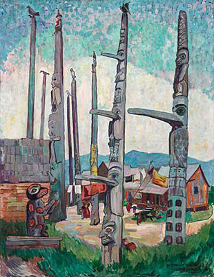 Emily Carr, Totem Poles, Kitseukla Fine Art Reproduction Oil Painting