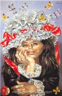 Enrique Grau, The White Hat Fine Art Reproduction Oil Painting