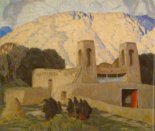 Ernest L. Blumenschein, Church at Chimayo Fine Art Reproduction Oil Painting
