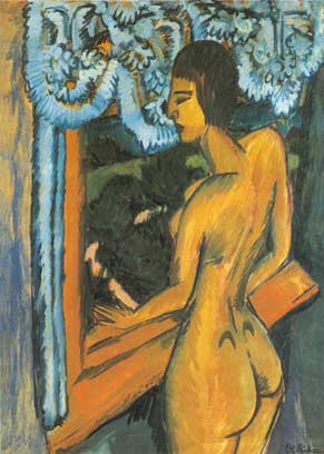 Ernst Ludwig Kirchner, Brown Nude at the Window Fine Art Reproduction Oil Painting