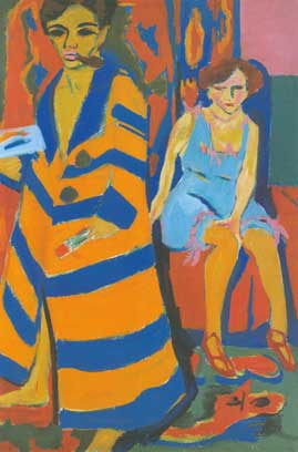 Ernst Ludwig Kirchner, Self-Portrait with Model Fine Art Reproduction Oil Painting