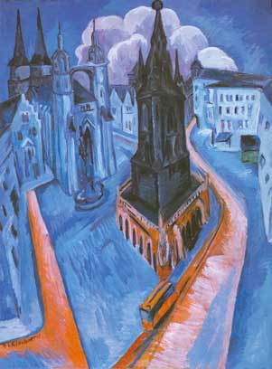 Ernst Ludwig Kirchner, The Red Tower in Halle Fine Art Reproduction Oil Painting