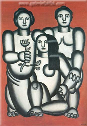 Three Women against a Red Background