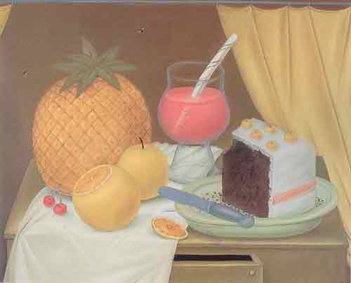 Fernando Botero, Still Life with Cake Fine Art Reproduction Oil Painting