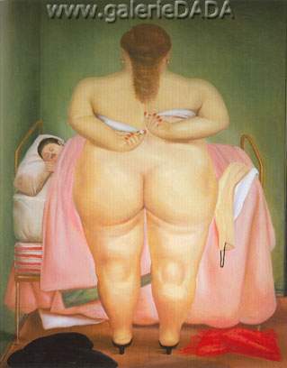 Fernando Botero, Woman Putting on Her Brassiere Fine Art Reproduction Oil Painting