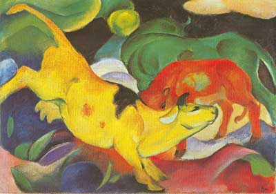 Franz Marc, Cows, Yellow, Red, Green Fine Art Reproduction Oil Painting
