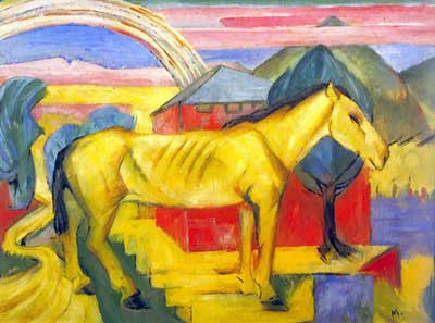Franz Marc, Large Yellow Horse Fine Art Reproduction Oil Painting
