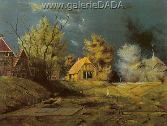 Franz Radziwill, Landscape with Artists House Fine Art Reproduction Oil Painting