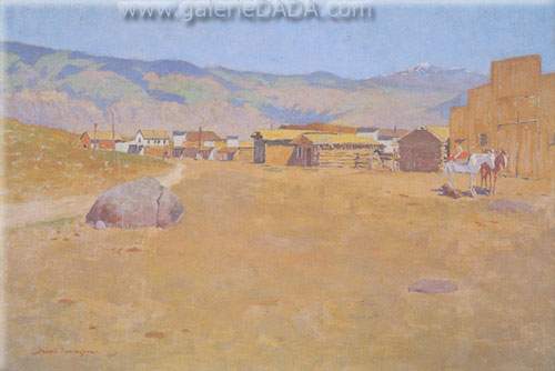 Frederic Remington, A Mining Town Wyoming Fine Art Reproduction Oil Painting