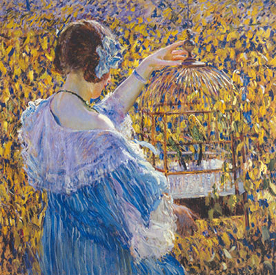 Frederick Frieseke, The Bird Cage Fine Art Reproduction Oil Painting