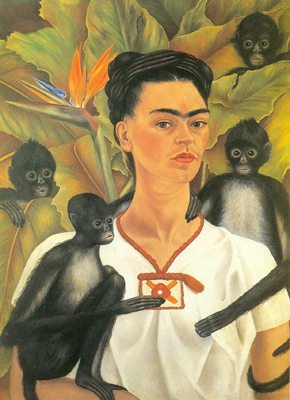 Self-Portrait with Monkeys - Frida Frida, Fine Art Reproduction Oil Painting