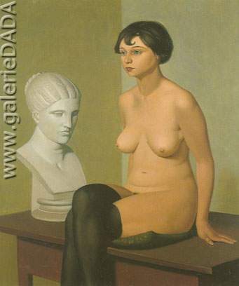 Georg Scholz, Seated Nude with Plaster Bust Fine Art Reproduction Oil Painting