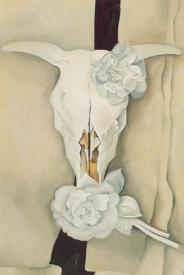 Cows Skull with Calico Roses