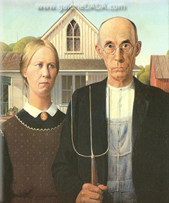 Grant Wood, American Gothic Fine Art Reproduction Oil Painting