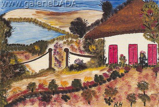 Hector Hyppolite, A House and Garden Fine Art Reproduction Oil Painting
