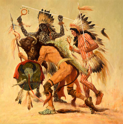 Henneth Riley, Mandan Buffalo Dance  Fine Art Reproduction Oil Painting