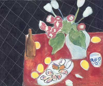 Henri Matisse, Tulips And Shellfish on a Dark Background Fine Art Reproduction Oil Painting
