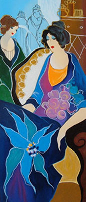 Itzchak Tarkay, Flower Lady Fine Art Reproduction Oil Painting